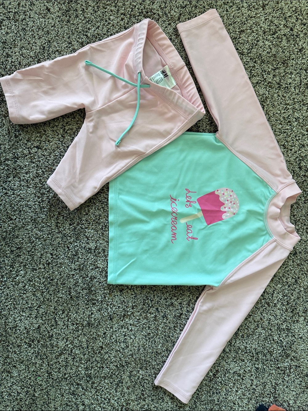 H&M Mint & Light Pink Girls Long-Sleeve Rashguard Set